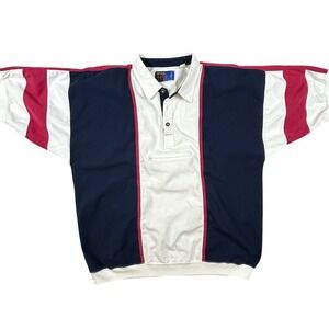 Green Line Vintage 90s Colorblock Polo Shirt Mens XL Navy White Red Sporty